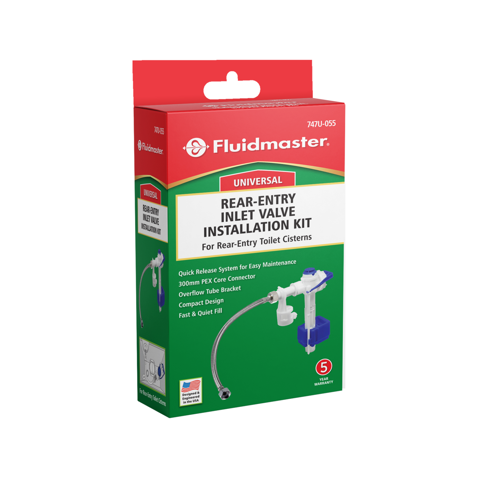 Fluidmaster Universal Plastic Valve Inlet Install Kit, 1/2" Thread, Rear-Entry