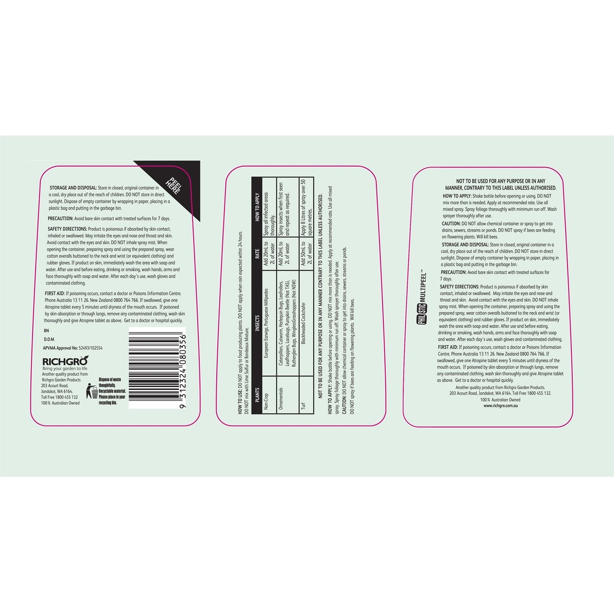 Richgro Caterpillar Grasshopper Killer - 250ml - Liquid - Economical Use - SuperSaverAU - view 2