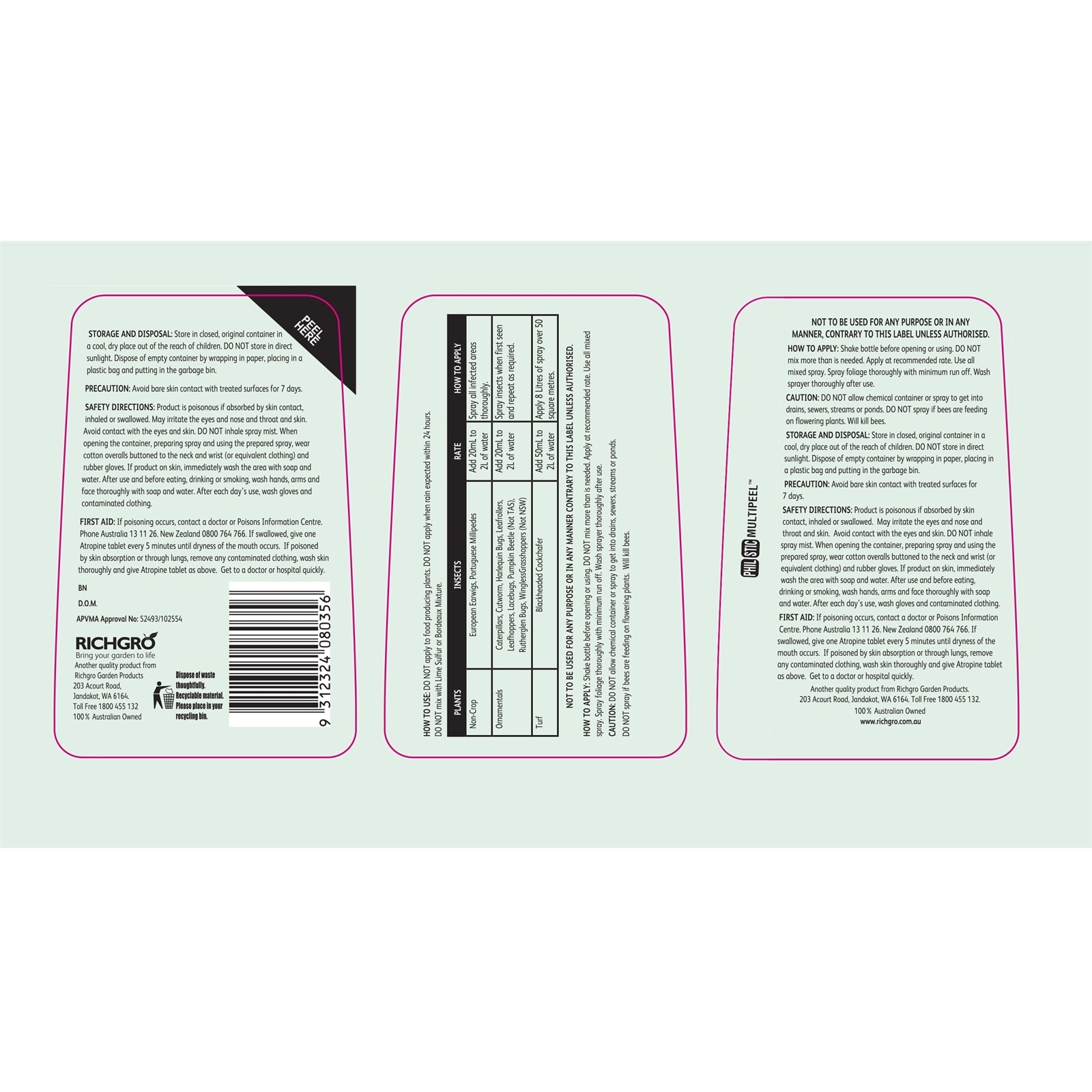 Richgro Caterpillar, Grasshopper & Millipede Killer 250ml Carbaryl Insecticide