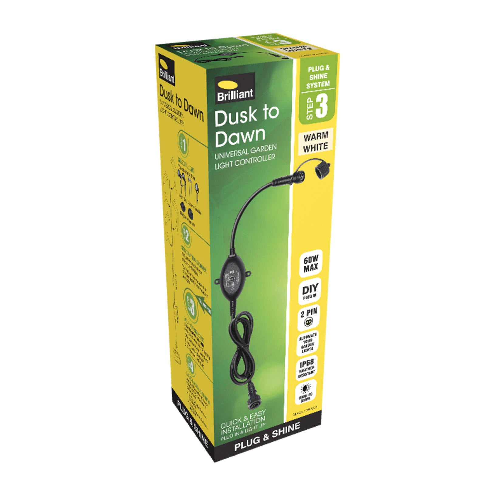Brilliant 60W Dusk to Dawn Universal Garden Light Controller 12V Plug In