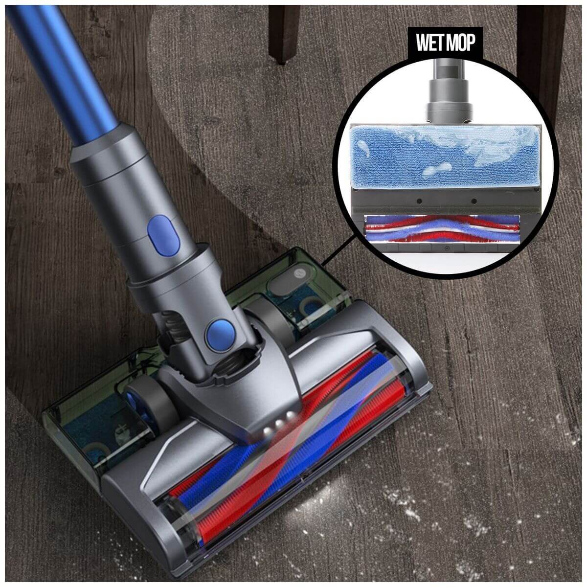 MyGenie H20 Pro cordless stick vacuum and wet mop - 2-in-1 cleaning, cyclonic filtration, blue - 10003142
