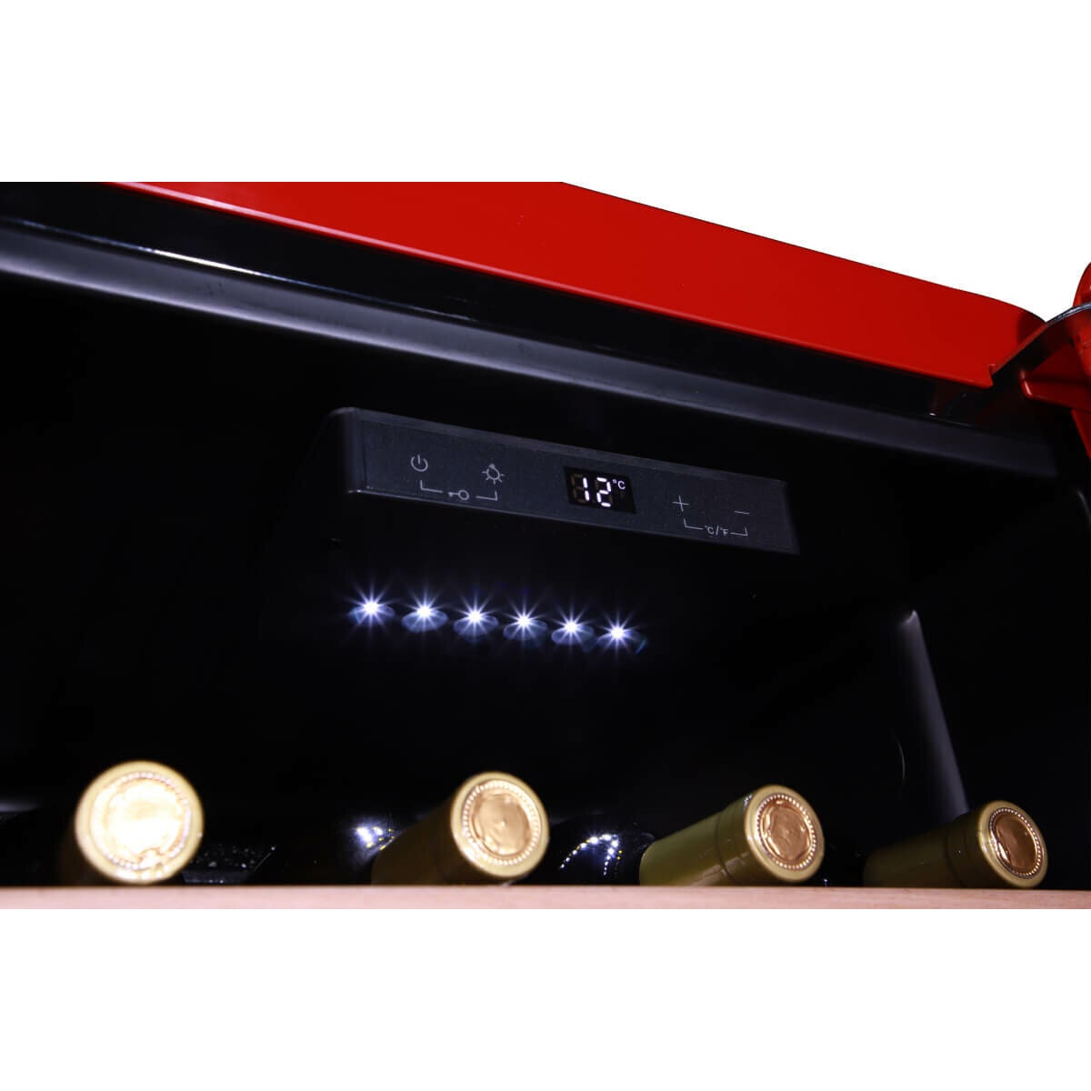 Linarie 94L Single Zone 33 Bottle Retro Wine Fridge - Red, UV Protection, 38dB Operation - LICV33RED
