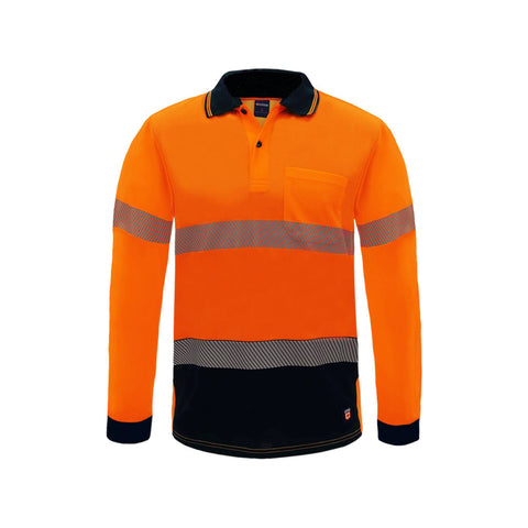 Citeco Orange Hi Vis Long Sleeve Polo Medium - Lightweight - Breathable - SuperSaverAU - view 1
