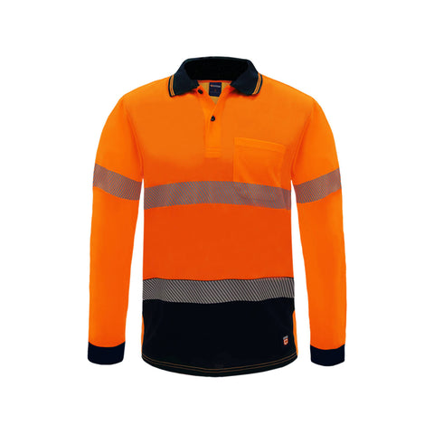 Citeco Men's Orange Hi Vis Long Sleeve Polo Reflective - Medium