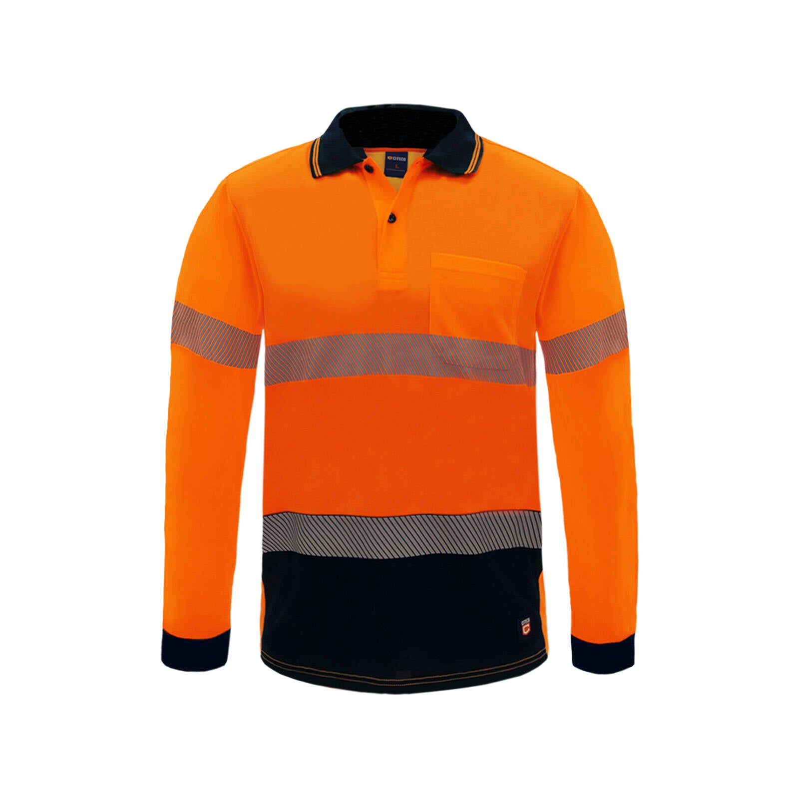 Citeco Men's Orange Hi Vis Long Sleeve Polo Reflective - Medium