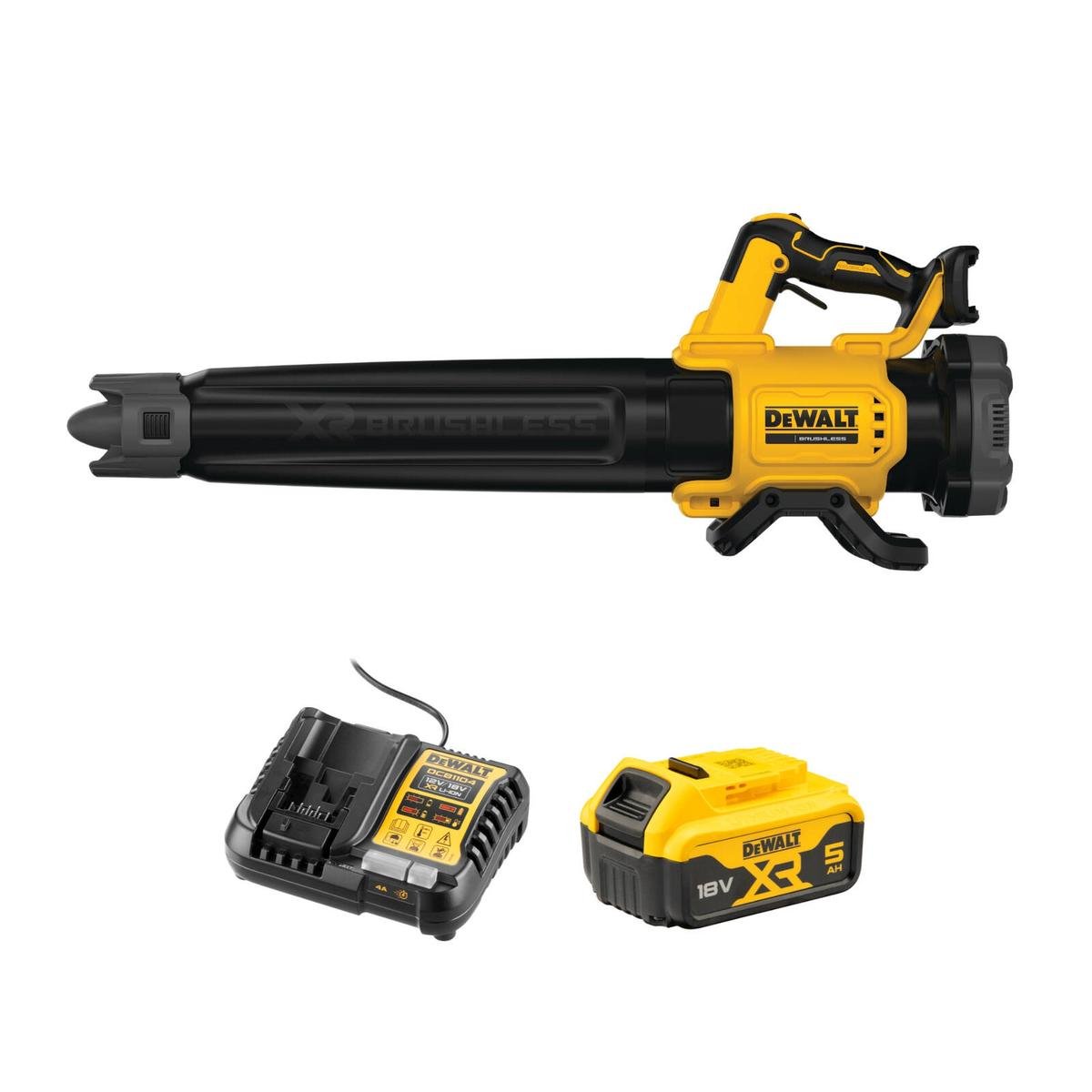 DeWALT 18V XR Brushless Axial Blower 5.0Ah Kit - 200km/h, Variable Speed DCMBL562P1-XE