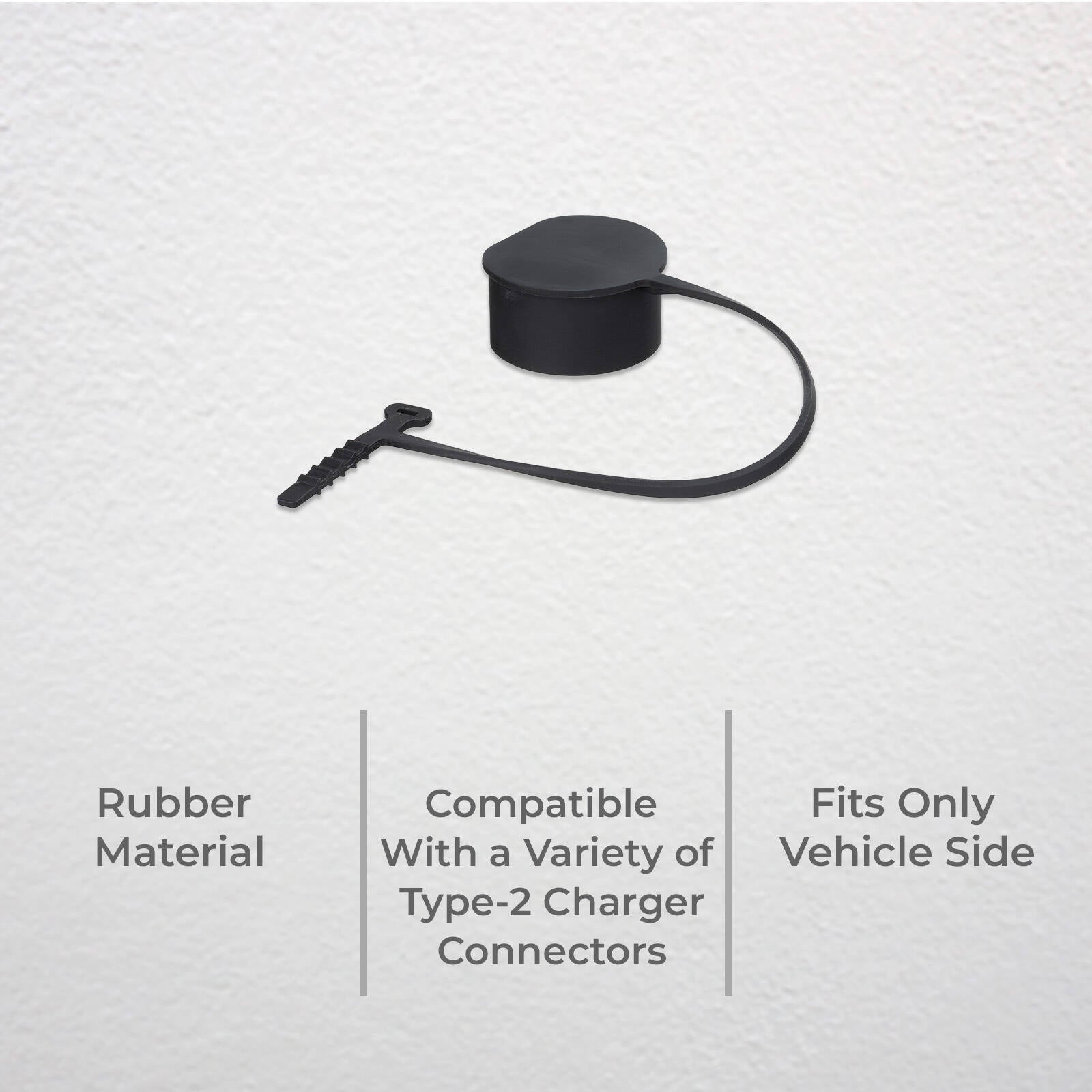 DETA EV Charger Connector Cover with Tie EVCM88 - Black Rubber