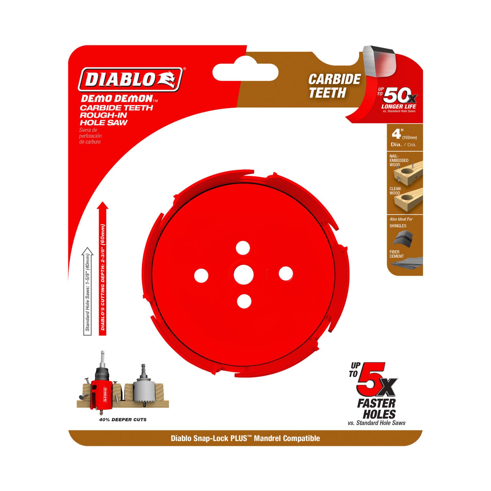Diablo 4" Demo Demon Carbide Teeth Rough-In Hole Saw