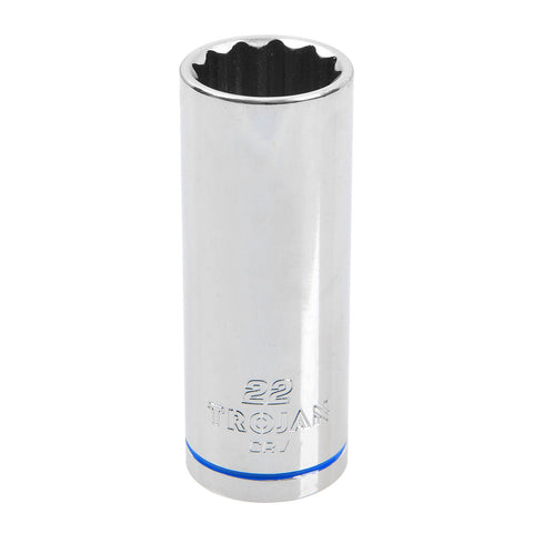 Trojan 22mm Deep Socket 1/2" Drive Chrome Vanadium 12 Point