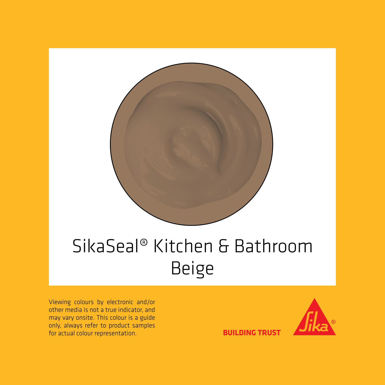 Sika 300ml SikaSeal Kitchen & Bathroom Silicone Sealant, Beige, UV & Shrink Resistant