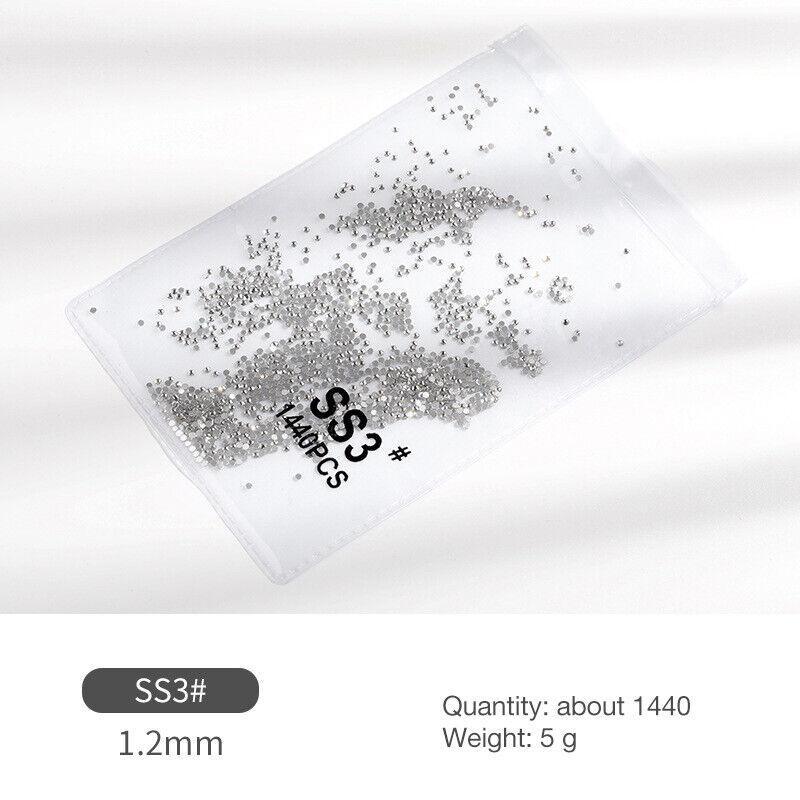 1440 pcs Flat Bottom Glass Nail Rhinestones - Clear Crystal SS16 - view 10