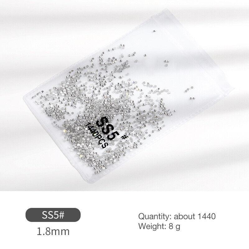 1440 pcs Flat Bottom Glass Nail Rhinestones - Clear Crystal SS16 - view 6
