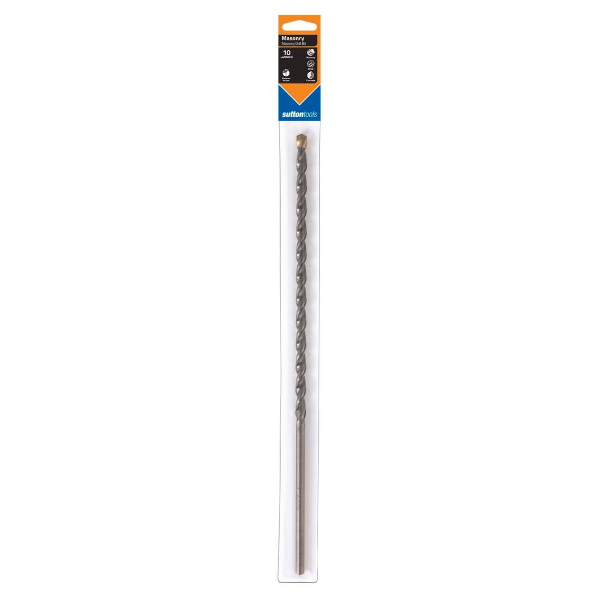 Sutton Tools 10 x 400mm DB TCT Masonry Drill Bit, Carbide Tip, Stone, Brick & Concrete