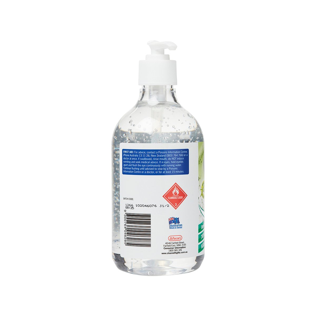 Glitz 500ml Waterless Hand Sanitiser, Rinse-Free, Clear PET Bottle