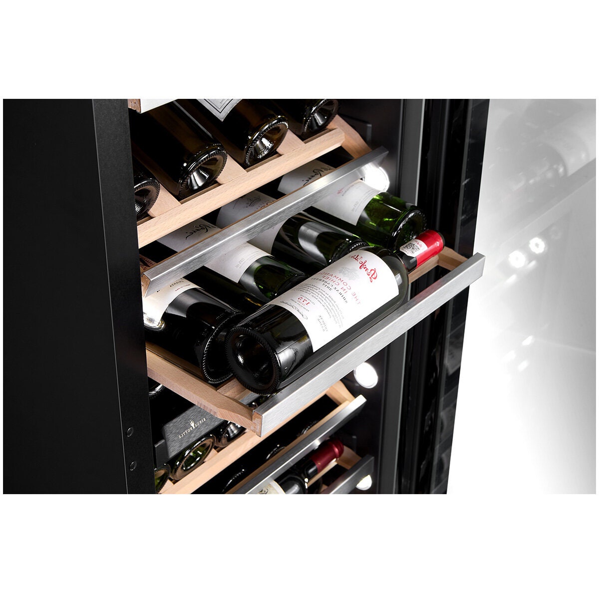 KingsBottle Atelier Duo 86 Bottle Dual Zone Wine Fridge - Black Glass Door - Right Hinge - KB245DX-BK-RHH
