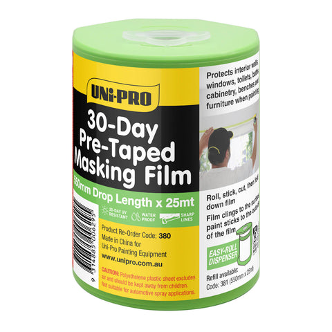 Uni-Pro 550mm x 25m 30-Day Pre-Taped Masking Film Dispenser