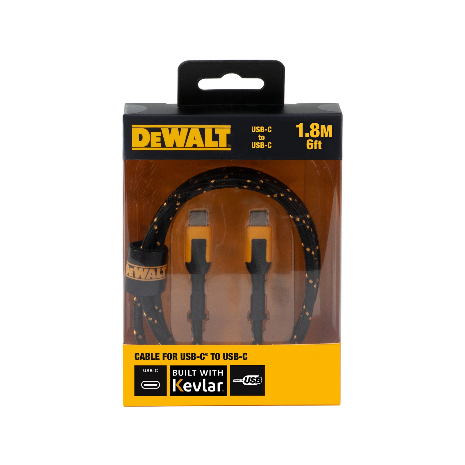 DeWALT USB-C to USB-C 1.8m Kevlar Reinforced Charging Cable