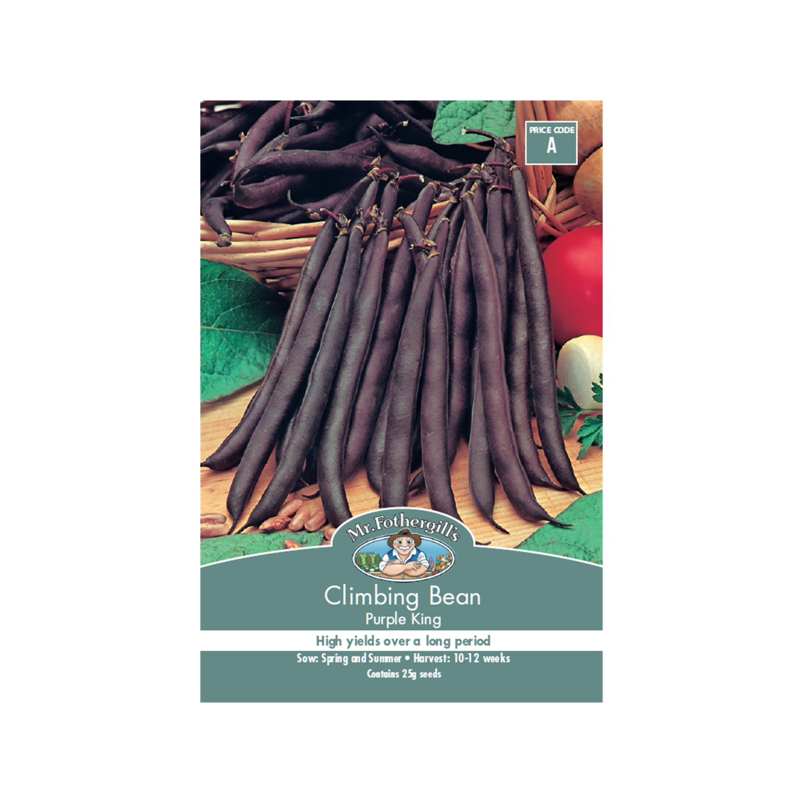 Mr Fothergill's Purple King Climbing Bean Seeds - 240cm Flat Purple Pods