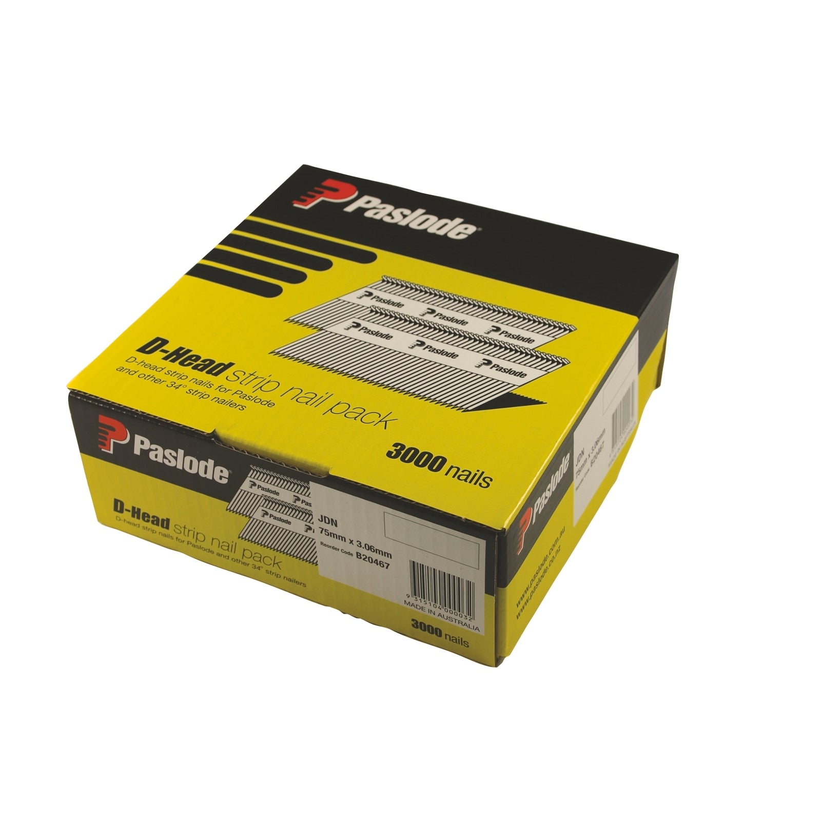 Paslode 75 x 3.06mm Hot Dipped Galvanised 34° D-Head Pneumatic Nails - 3000 Pack