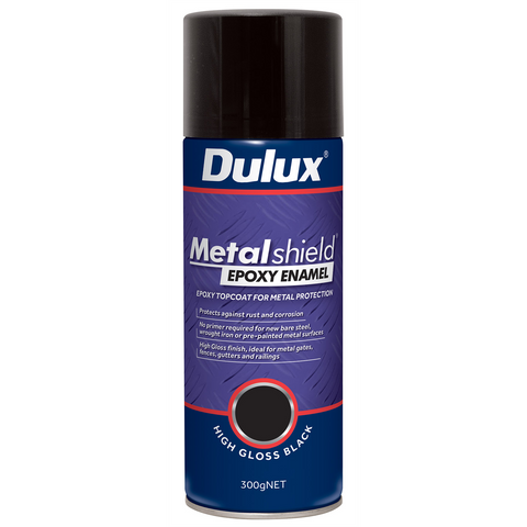 Dulux 300g Metalshield Epoxy Enamel Gloss Spray Paint Black