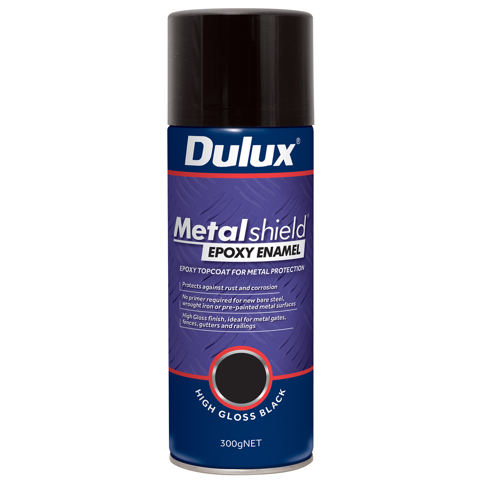 Dulux 300g Metalshield Epoxy Enamel Gloss Spray Paint Black