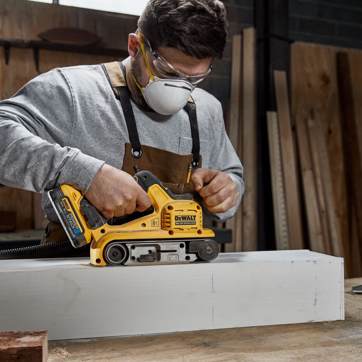 DeWalt 18V Brushless Cordless Belt Sander DCW220N-XJ - 230mm x 170mm x 340mm - Variable Speed Control - Quick Release Belt Change - SuperSaverAU - view 4