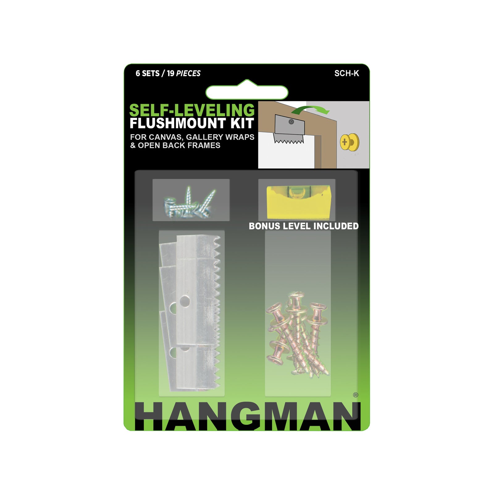 Hangman Flushmount Self-Levelling Picture Hang Kit 6 Pack