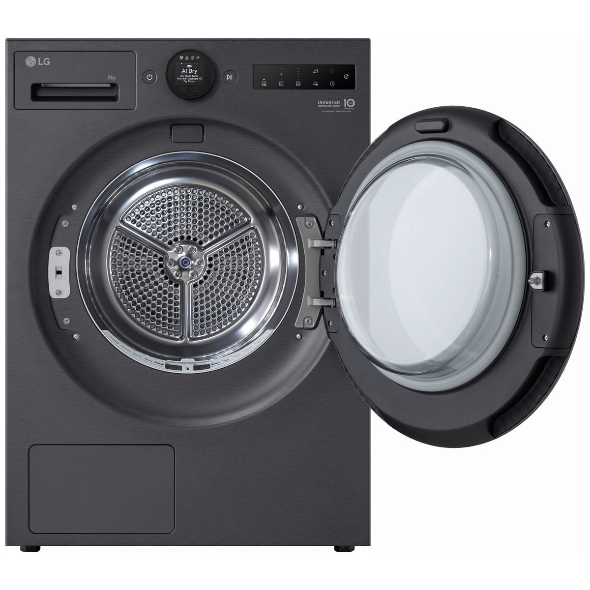 LG Series 9 9kg Heat Pump Dryer - Matte Black, 9 Star Energy Rating, TurboDry - DXH9-09MB