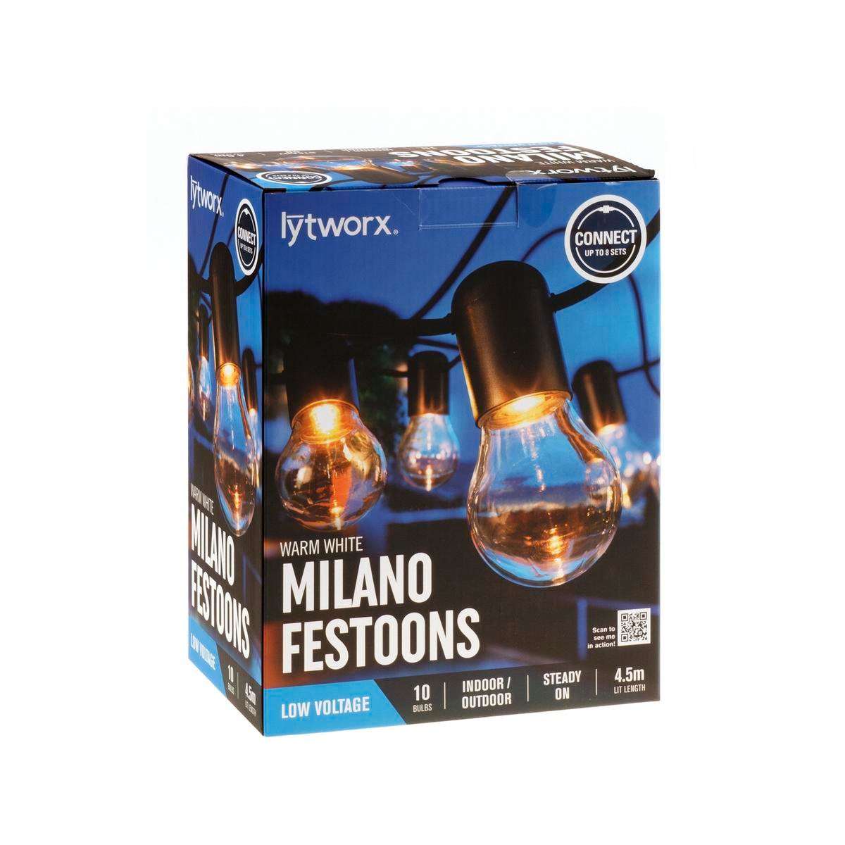 Lytworx Milano Festoon Party Lights Warm White 10 Bulbs Indoor Outdoor 67789