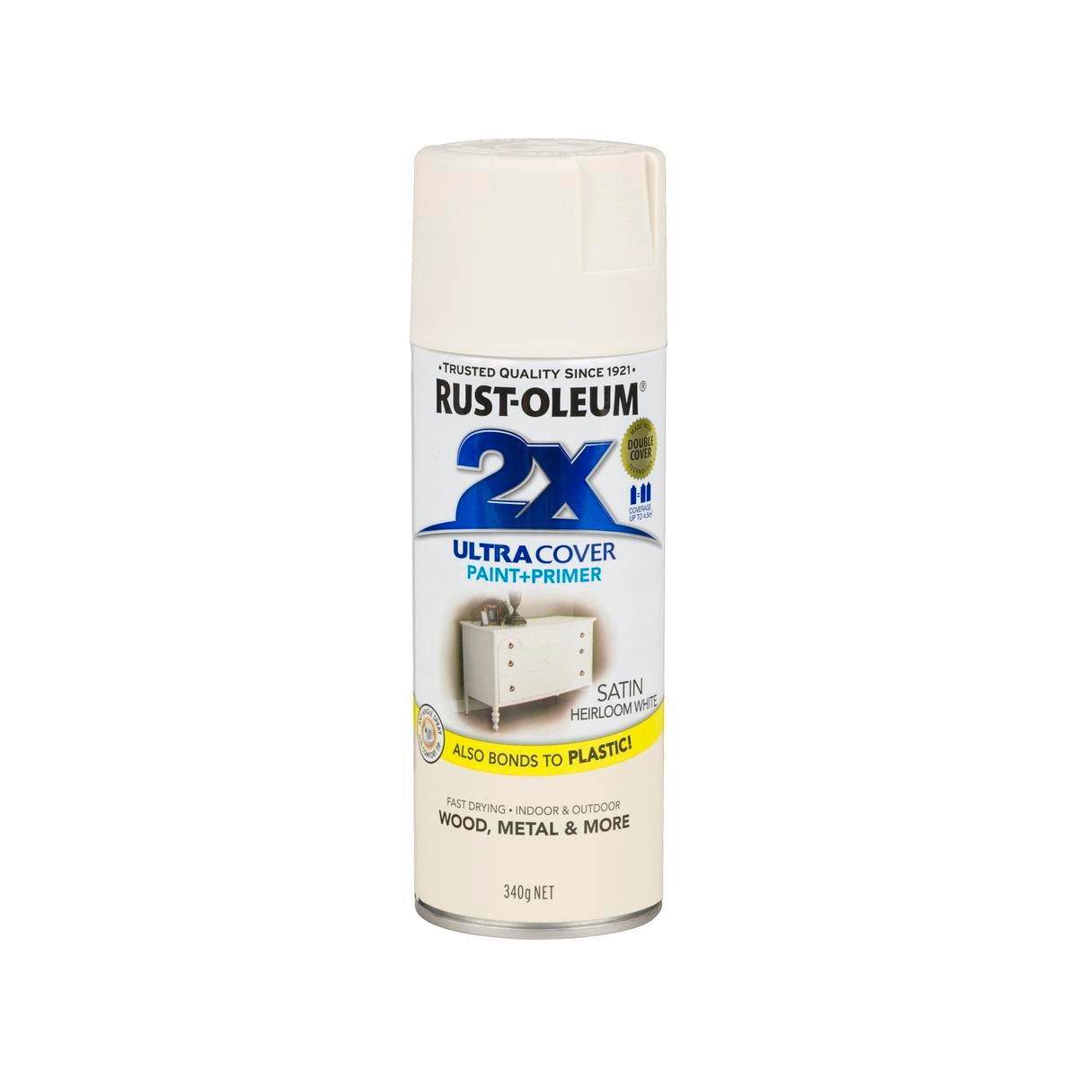 Rust-Oleum 2X Ultra Cover Satin Heirloom White Spray Paint 340g Paint & Primer In One