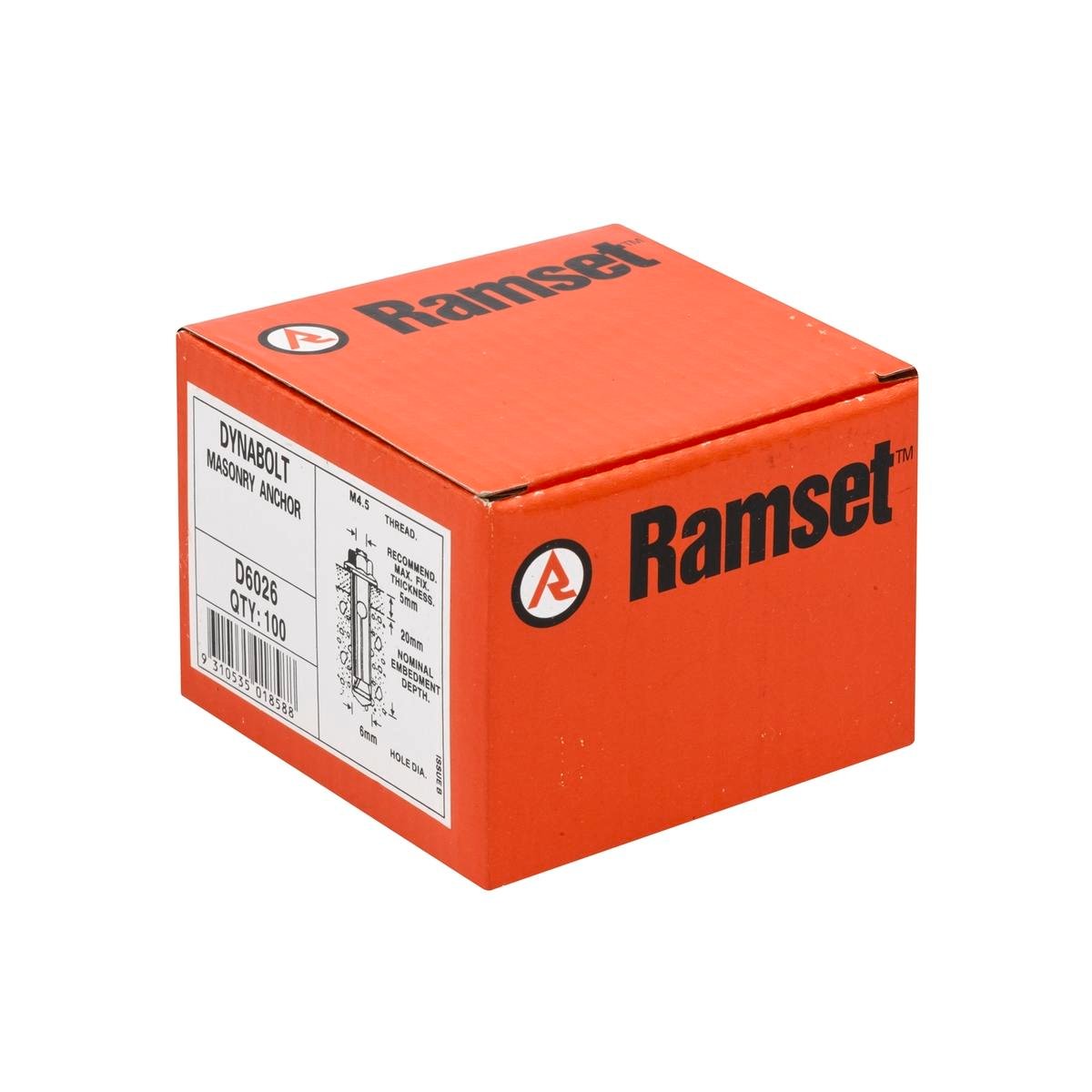 Ramset DynaBolt Plus 6mm x 26mm Masonry Anchor Gold Steel 100 Pack - SuperSaverAU - view 1
