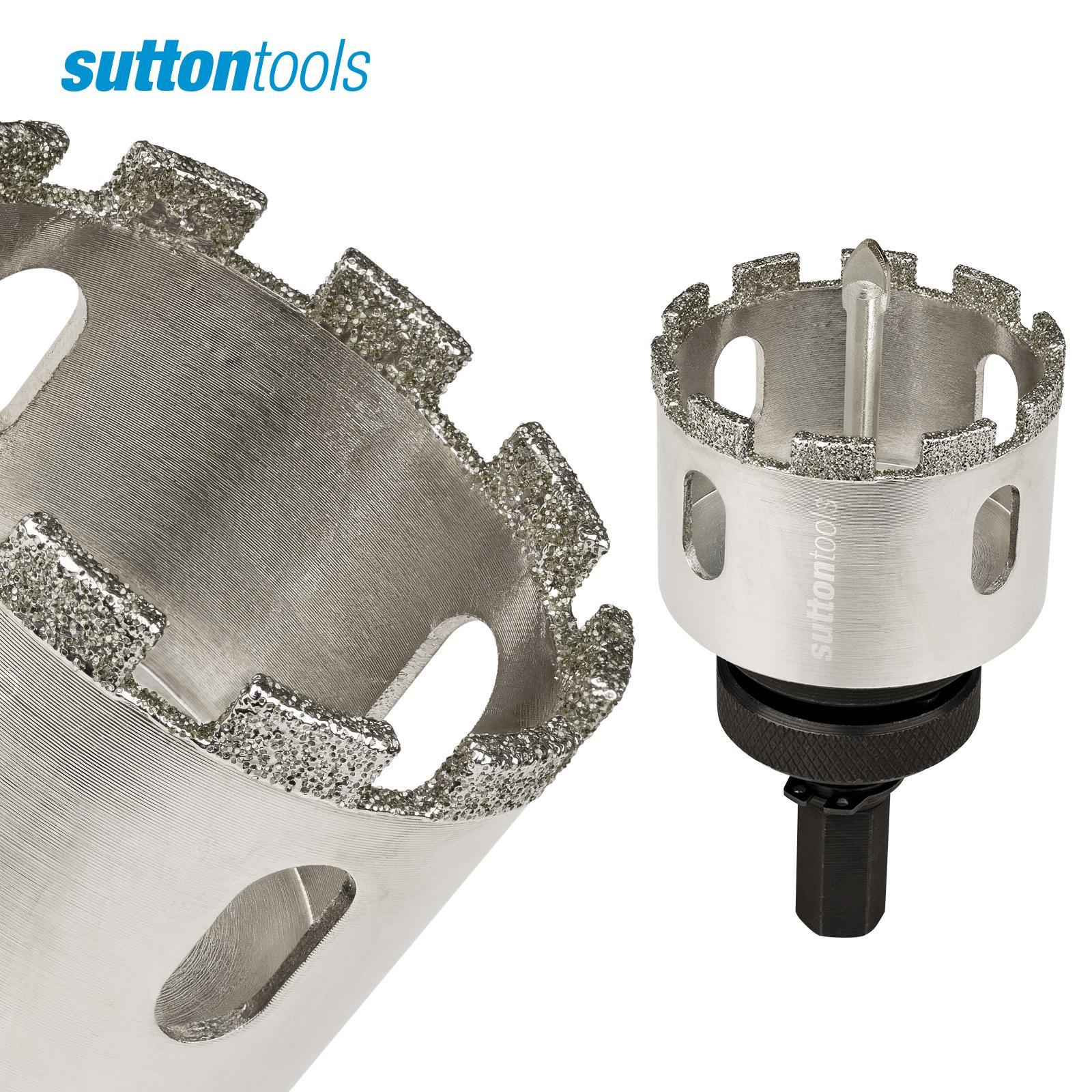 Sutton Tools 76mm Diamond Grit Holesaw, Steel, for Glass, Tile and Marble
