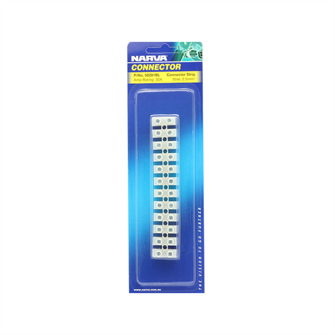 Narva 30A 5mm Terminal Connector Strip White Polyamide Indoor Outdoor