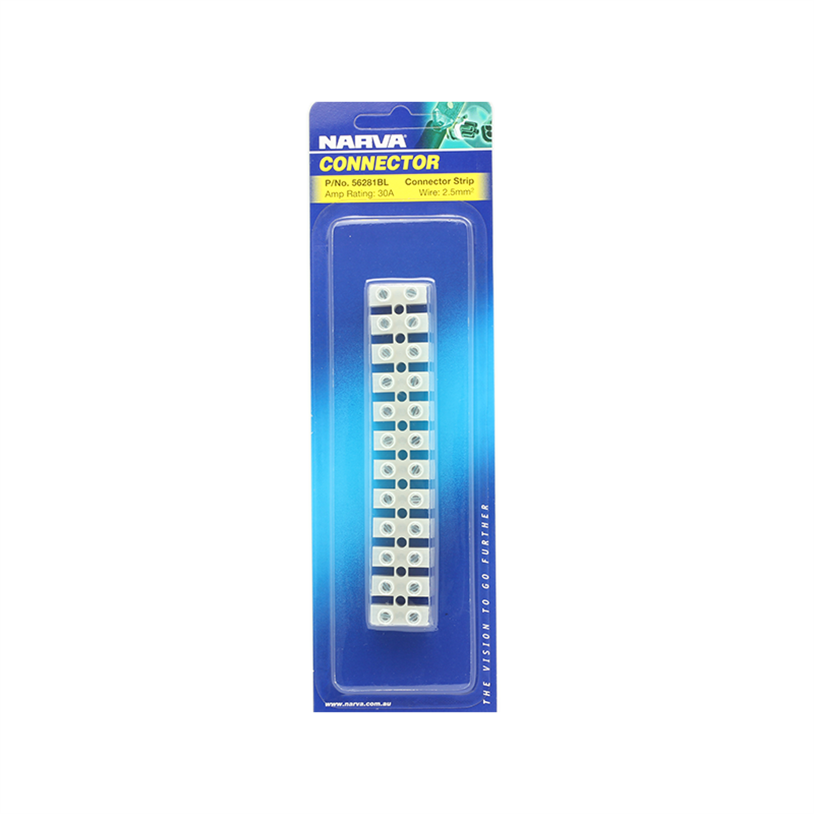 Narva 30A 5mm Terminal Connector Strip White Polyamide Indoor Outdoor