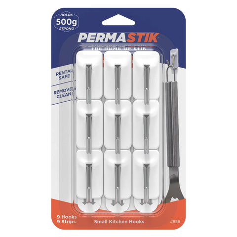 Permastik Small White Kitchen Hooks - 9 Pack
