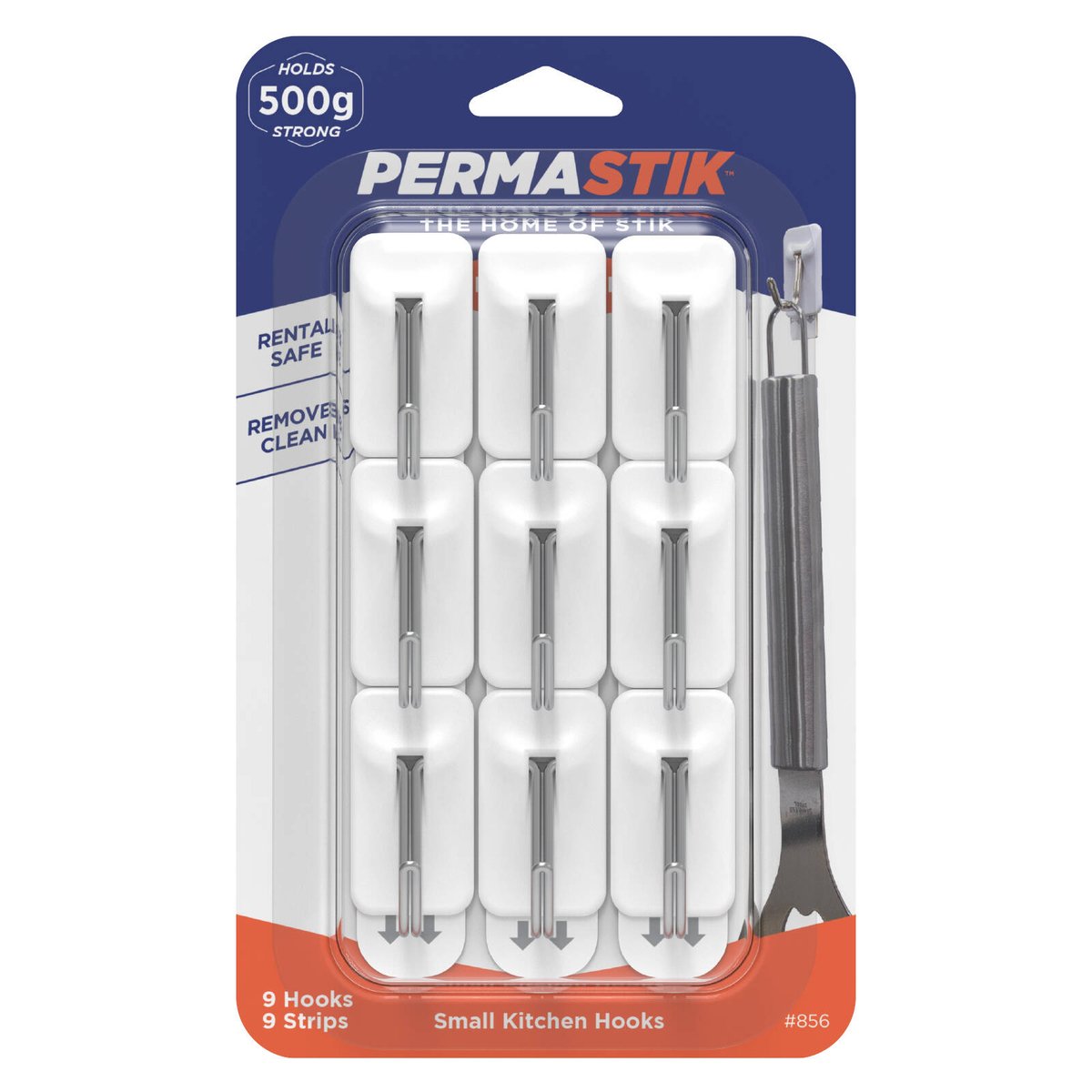 Permastik Small White Kitchen Hooks - 9 Pack