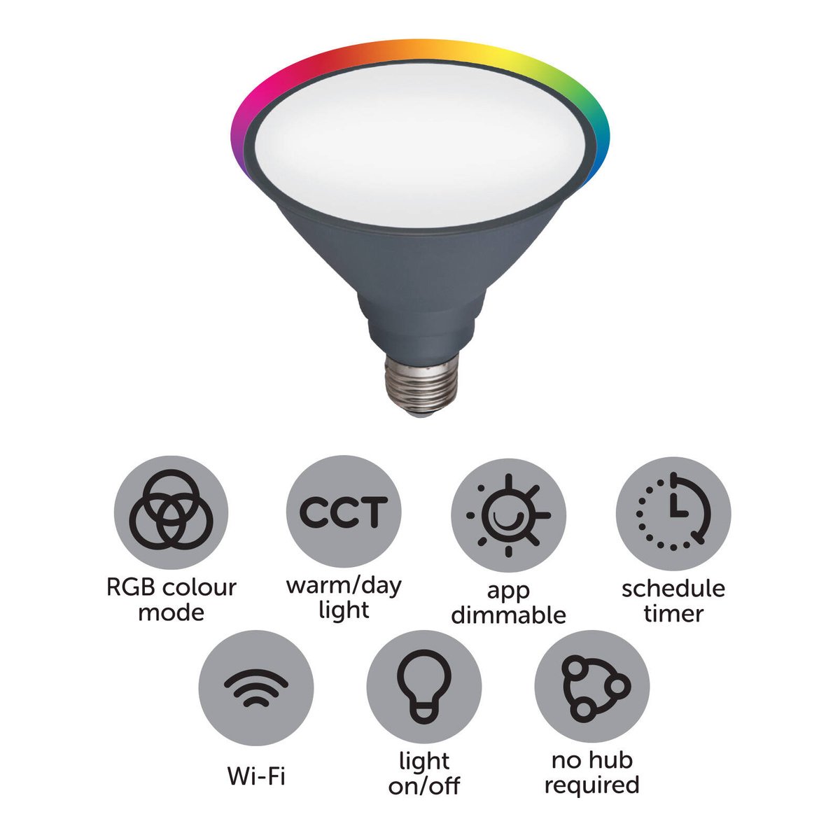 Arlec PAR38 E27 LED Globe 15W 1350lm Smart RGB CCT - 3000K to 5700K - SuperSaverAU - view 3