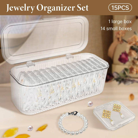 15 Piece Transparent Jewellery Storage Box Set, Stackable