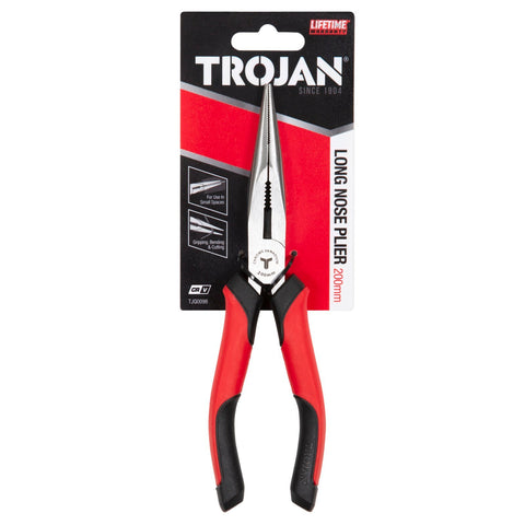 Trojan 200mm Long Nose Plier Red and Black CRV