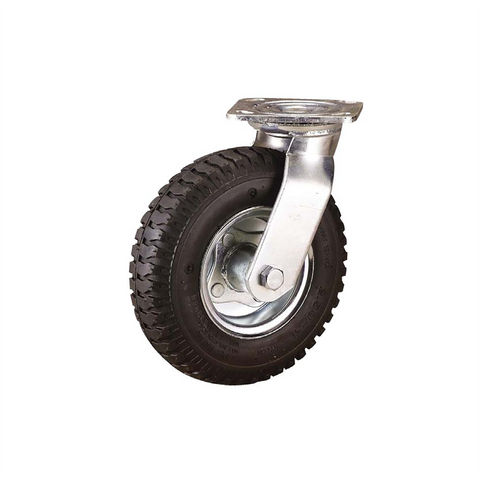 Easyroll 260mm Black Pneumatic Swivel Plate Castor, Outdoor, 140kg