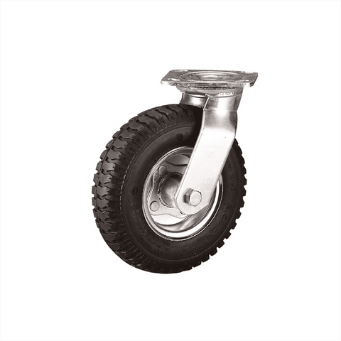 Easyroll 260mm Black Pneumatic Swivel Plate Castor, Outdoor, 140kg