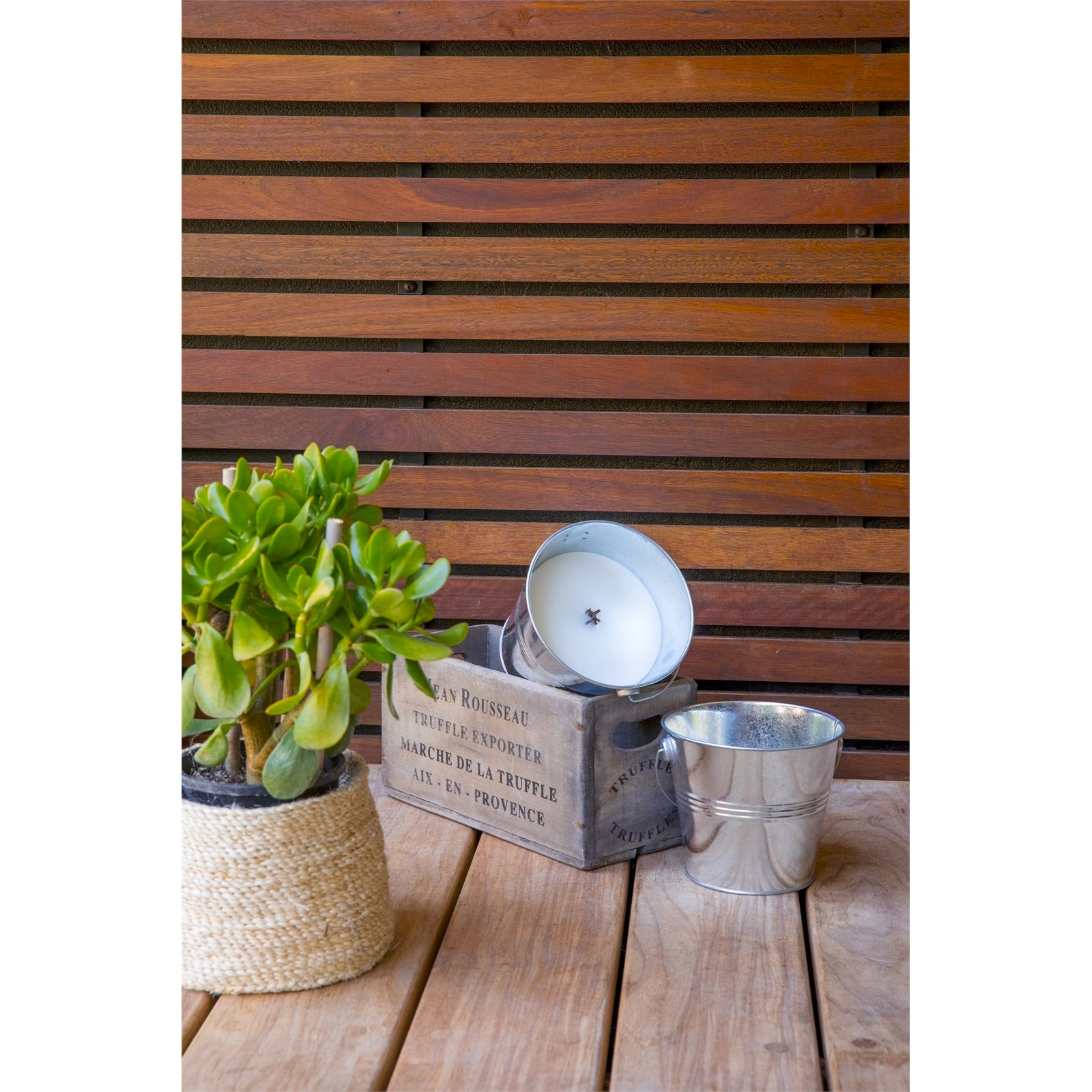 Waxworks Citronella Bucket Candle - Galvanised Metal Outdoor