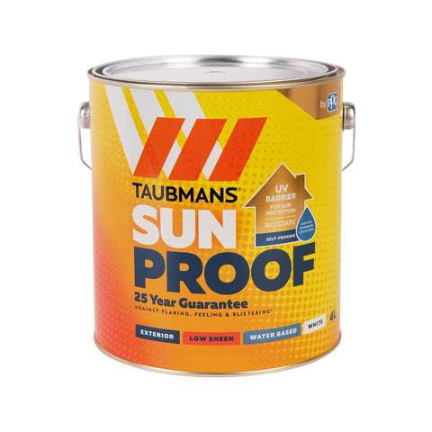 Taubmans 4L White Low Sheen Exterior Paint - UV Protection - Fast Drying - SuperSaverAU - view 1