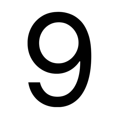Numero Black Vinyl Transfer Number 9 Self-Adhesive Weather Resistant House Number