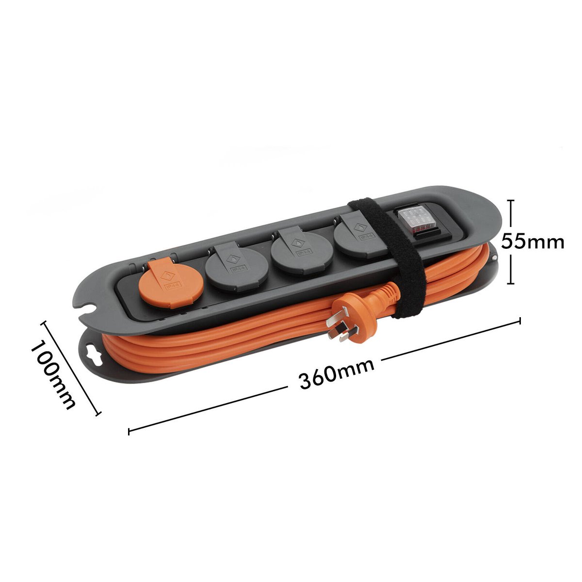 Deta Trade Tuff 3 Outlet Heavy Duty Powerboard 3m - Grey/Orange - Fast Charging - SuperSaverAU - view 4