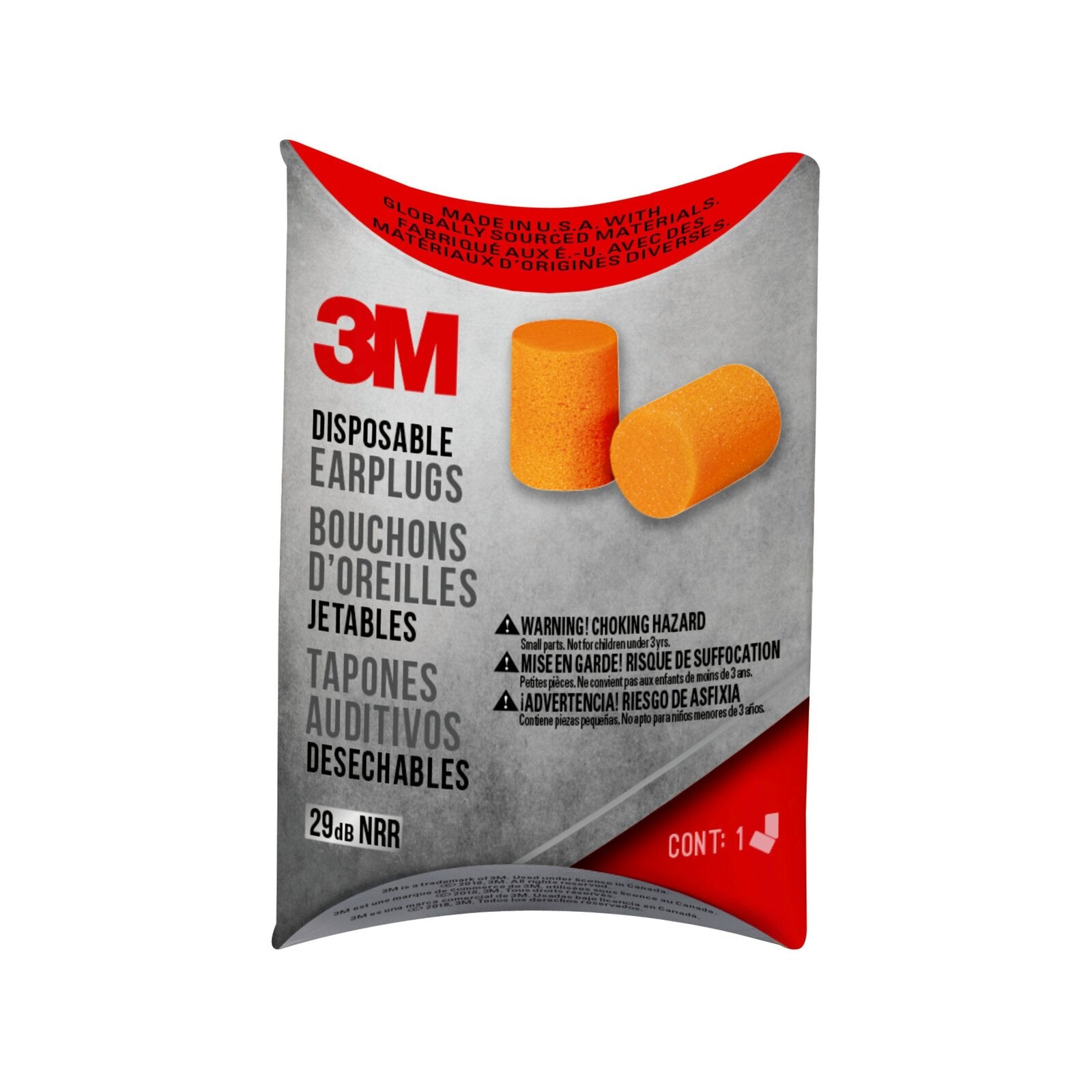 3M Disposable Foam Earplugs - 200 Pairs, Gravity Feed Box