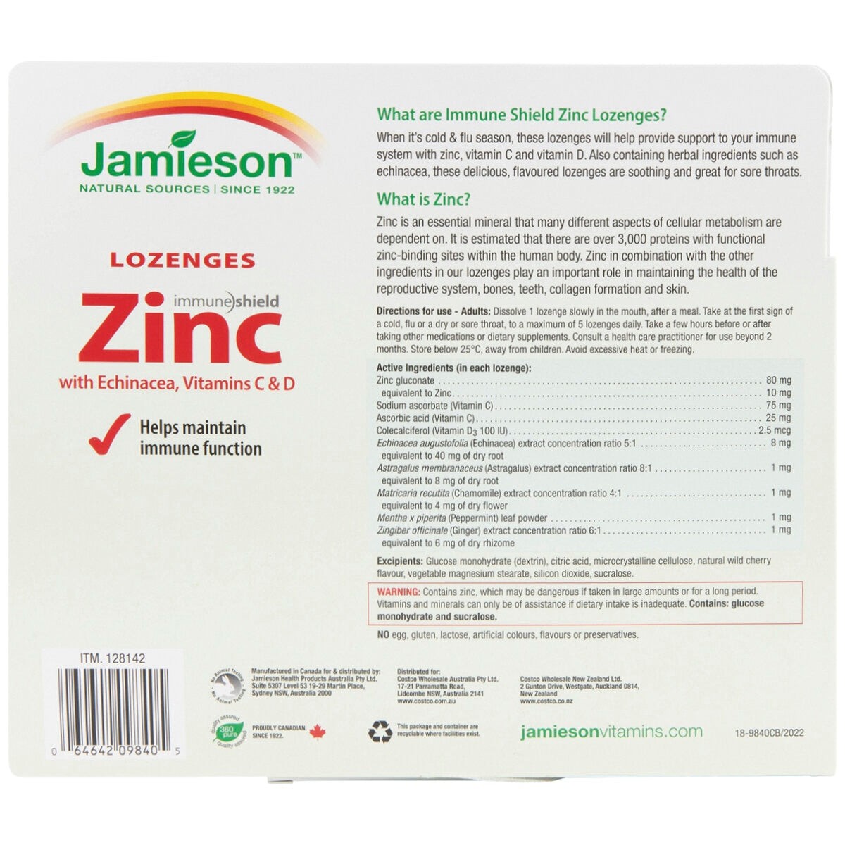 Jamieson Zinc Wild Cherry Flavour 2 x 110 Lozenges - SuperSaverAU - view 2