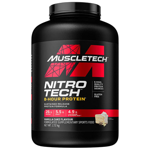 Muscletech Nitrotech 8 Hour Protein 2.72kg Vanilla Cake - SuperSaverAU - view 1