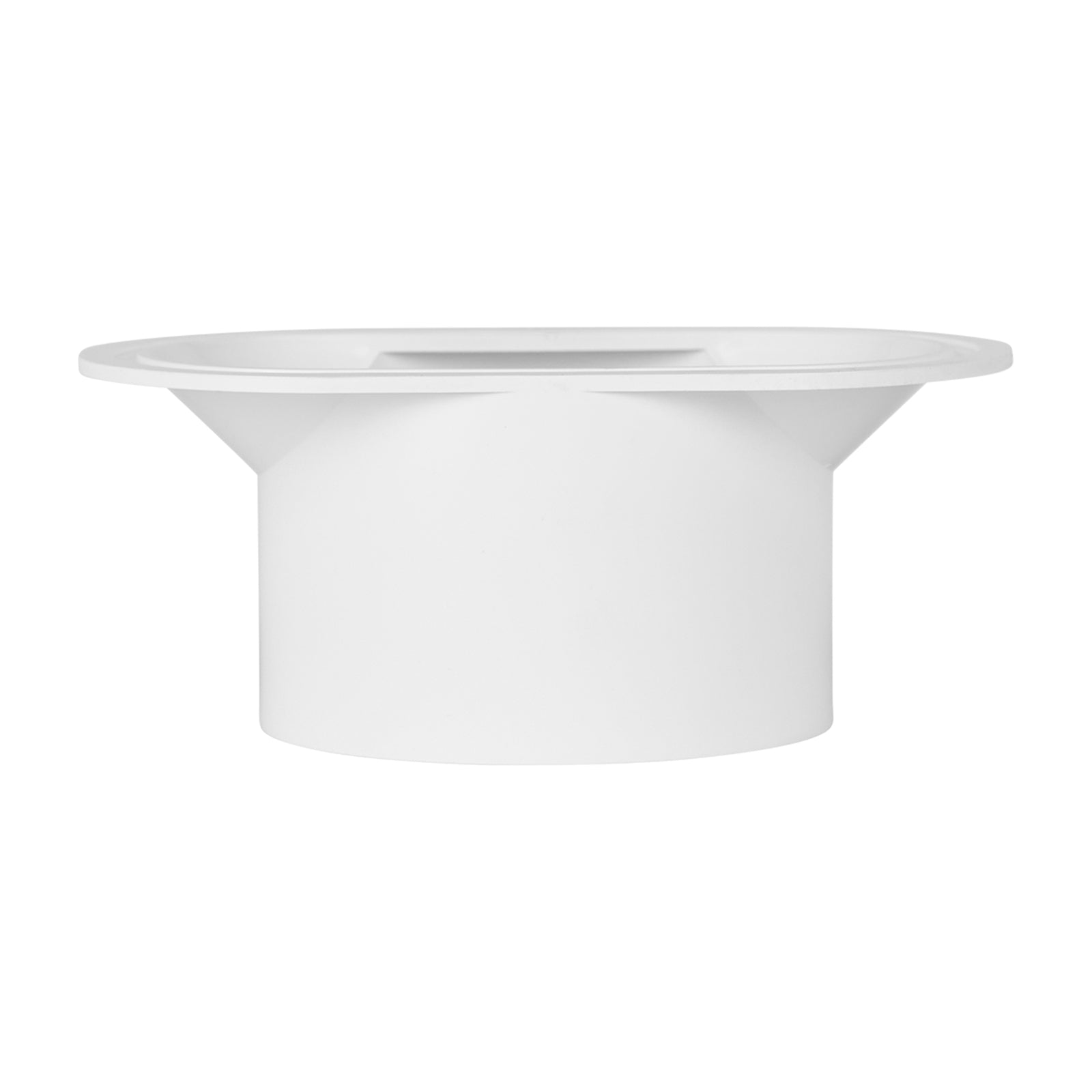 Rain Harvesting 90mm Round Male Gutter Outlet, White PVC for Flat Bottom Gutters