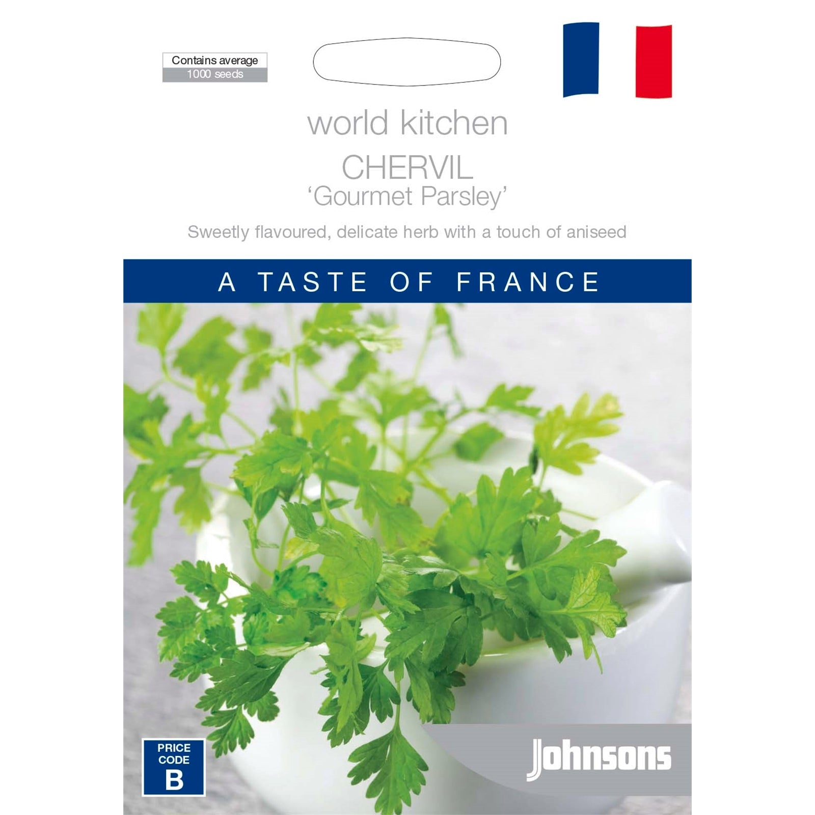 Johnsons World Kitchen Chervil Gourmet Parsley Seeds, Annual Herb, Sun or Part Shade